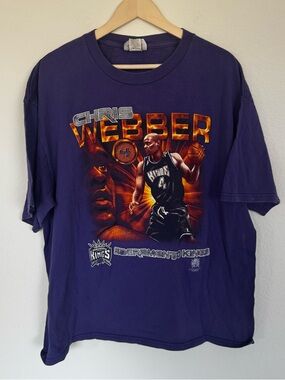 Vintage 90s Chris Webber Sacramento Kings Basketball Graphic Tee Shirt Sz XL VTG